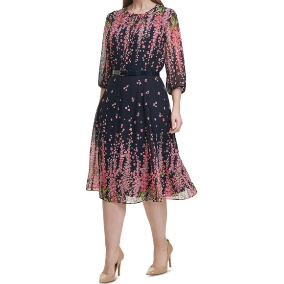 Tommy Hilfiger Womens Floral Print A-Line Dress size 8 - Picture 1 of 14